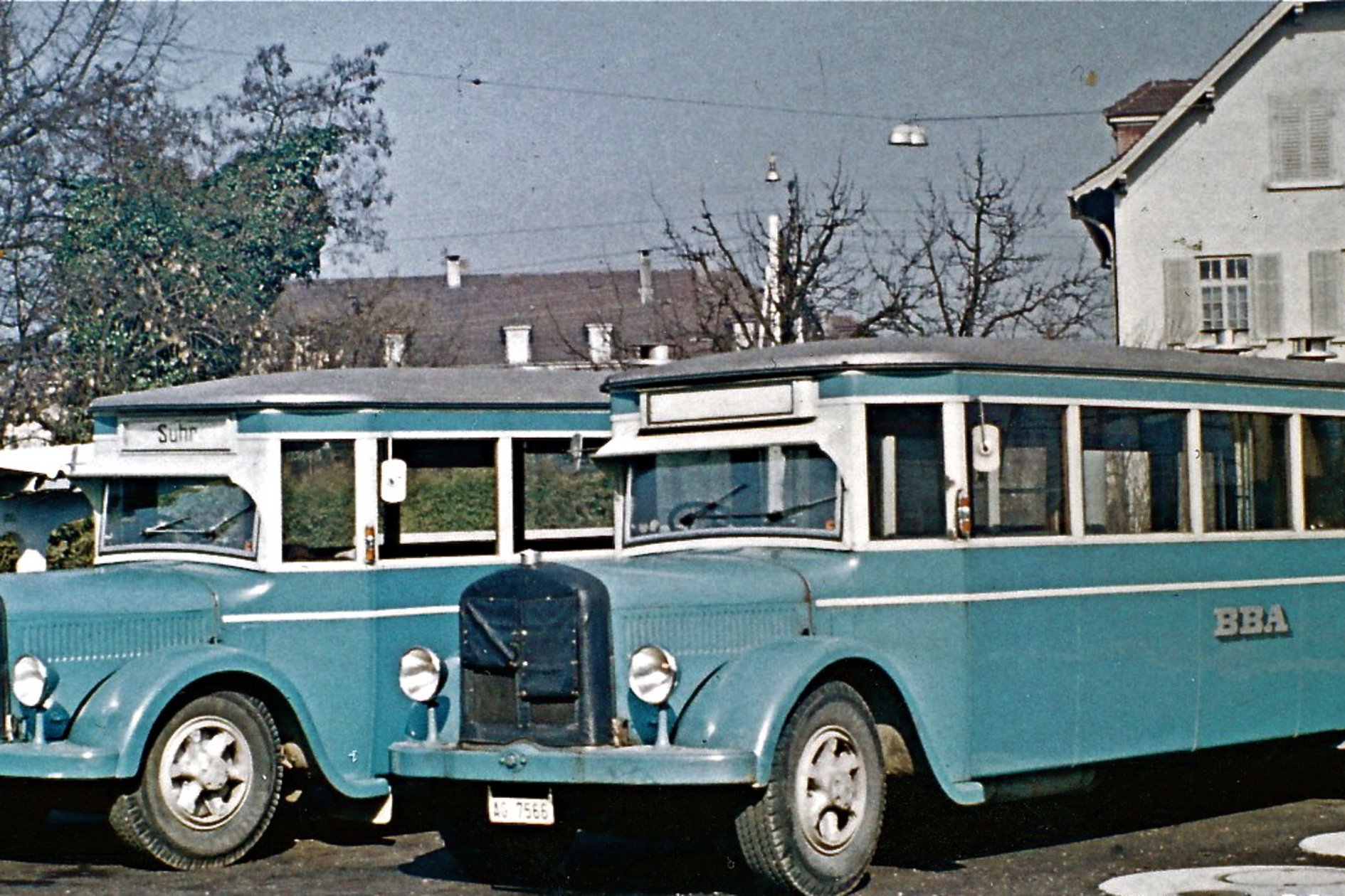 Zwei hellblau Busse der BBA 