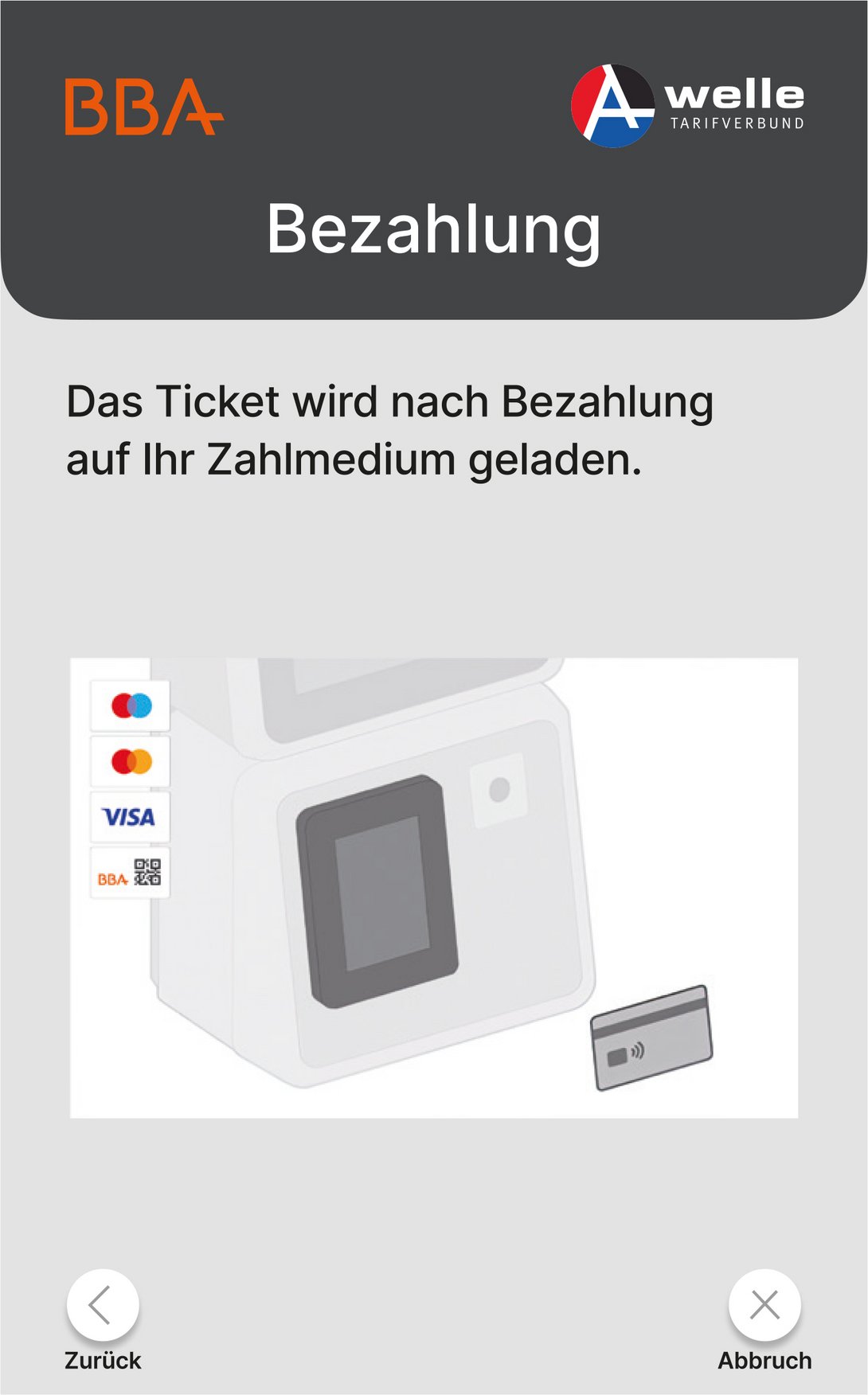 Screen Busbillettautomat: Ticket bezahlen