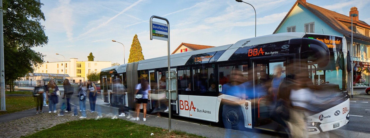 Bus Haltestelle vor der Berufsschule in Aarau