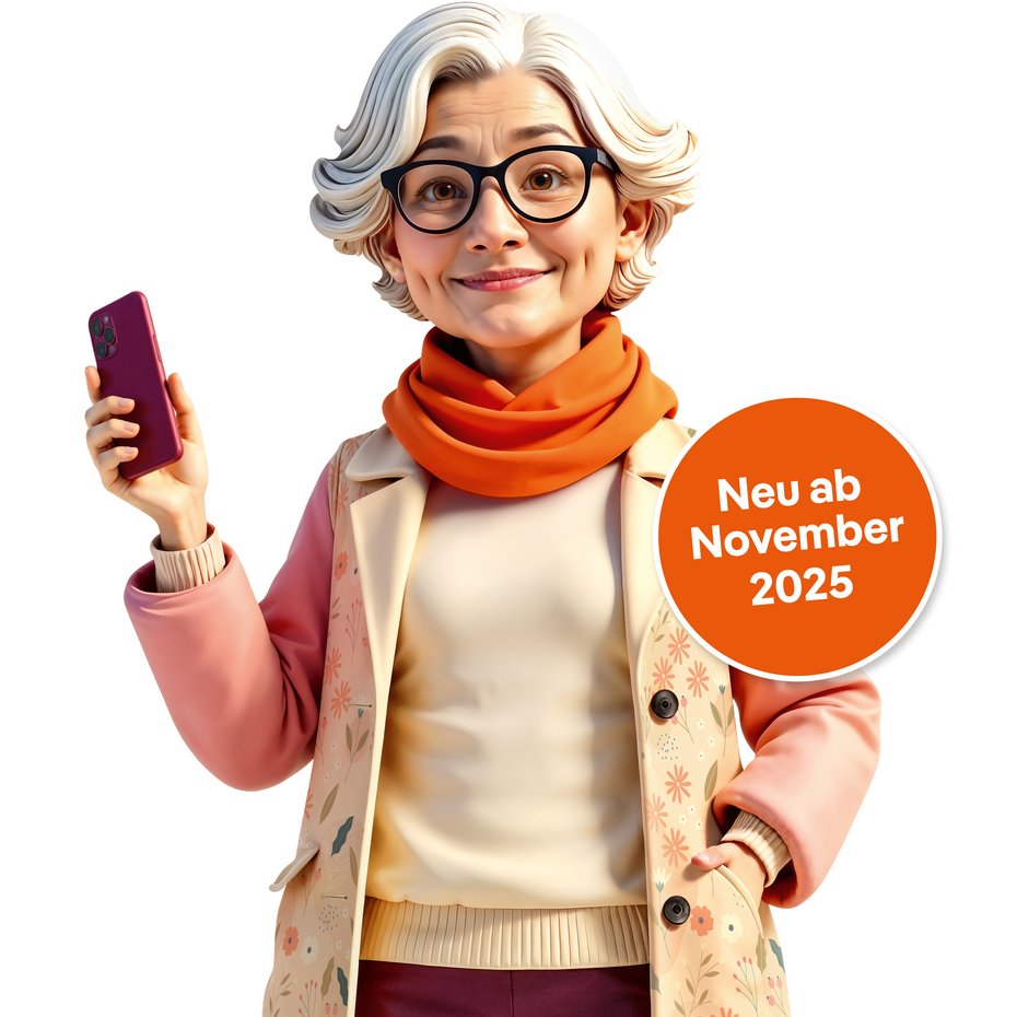 Neuer Billettautomat BBA ab November 2025: Frau mit Handy 